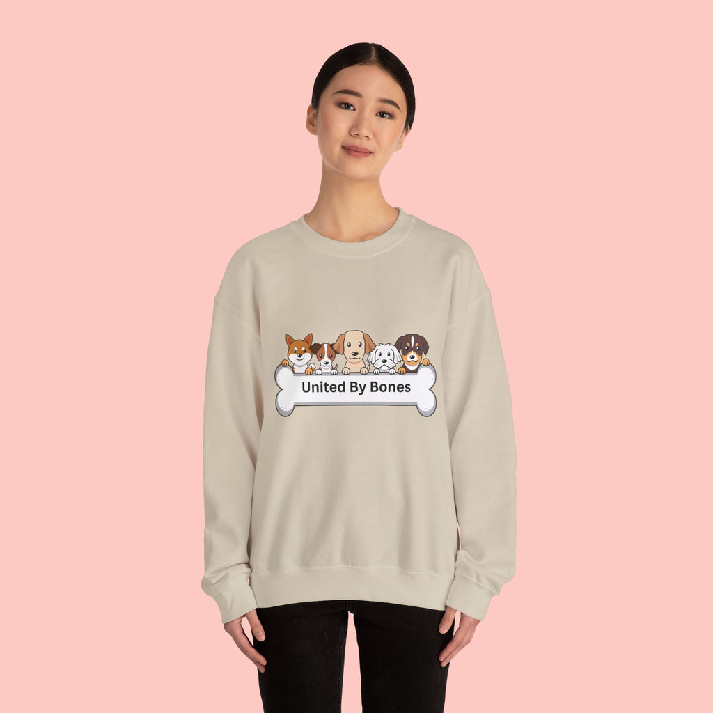 Dog Crewneck Sweatshirt — "United By Bones" Cute Puppy Graphic