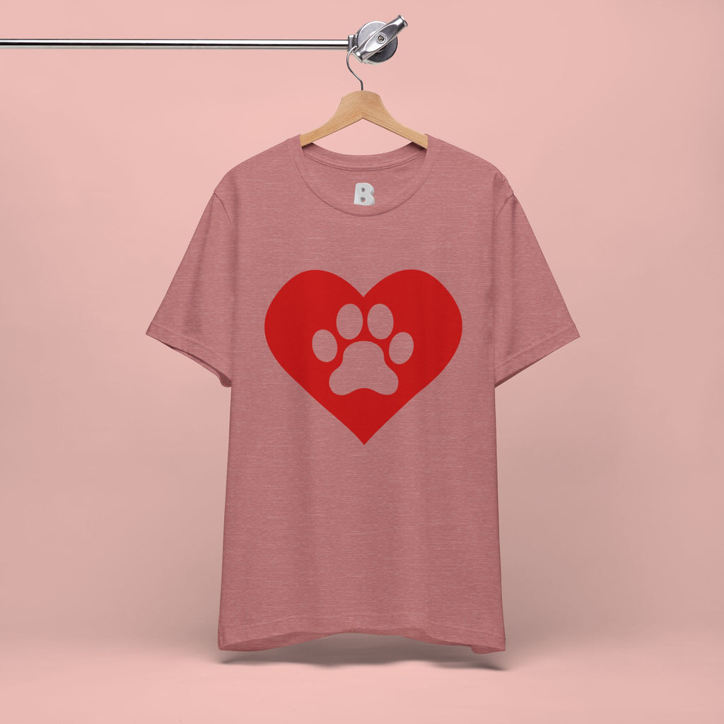 Pet Lover T-Shirt — Red Heart Paw Print Tee