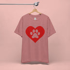 Pet Lover T-Shirt — Red Heart Paw Print Tee