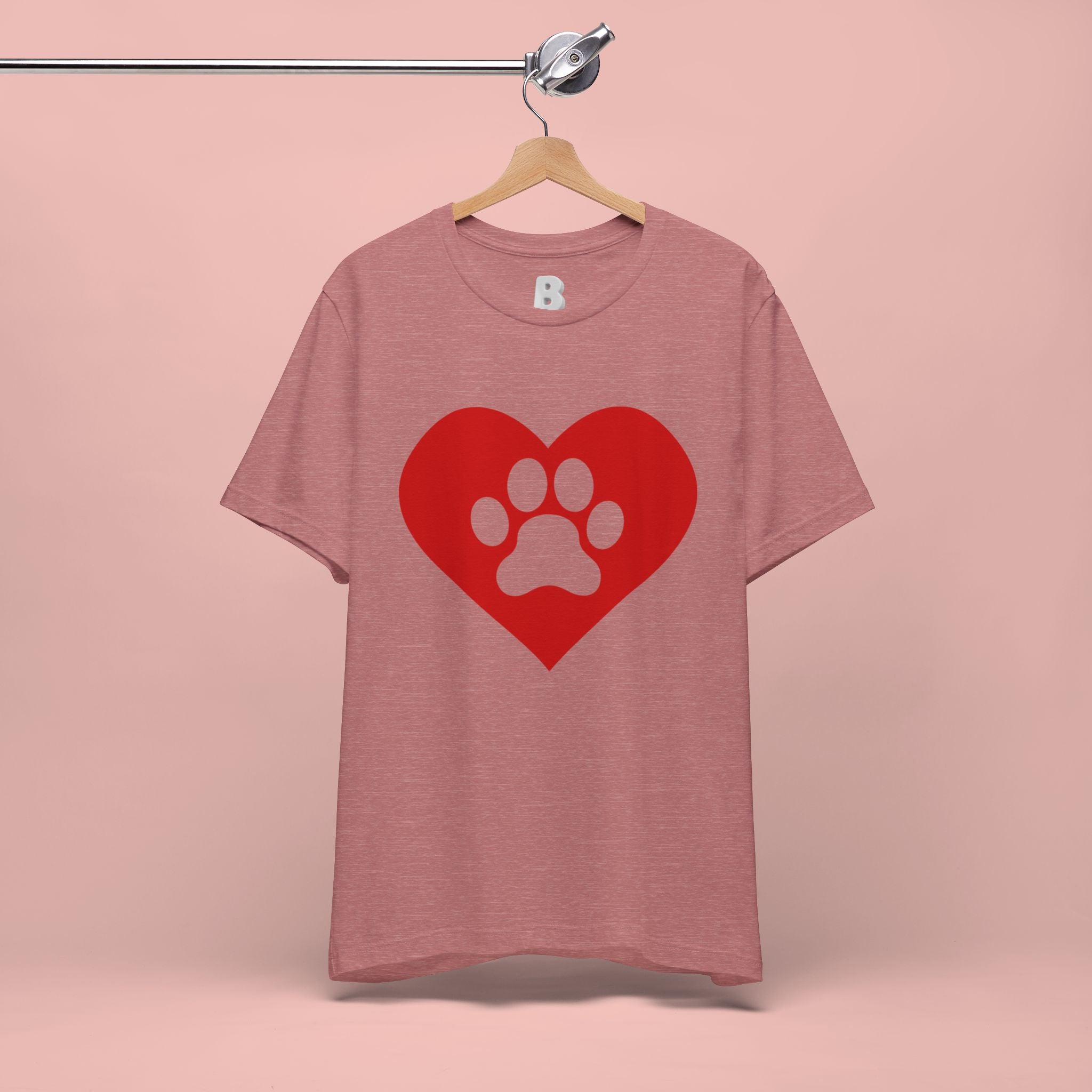 Pet Lover T-Shirt — Red Heart Paw Print Tee