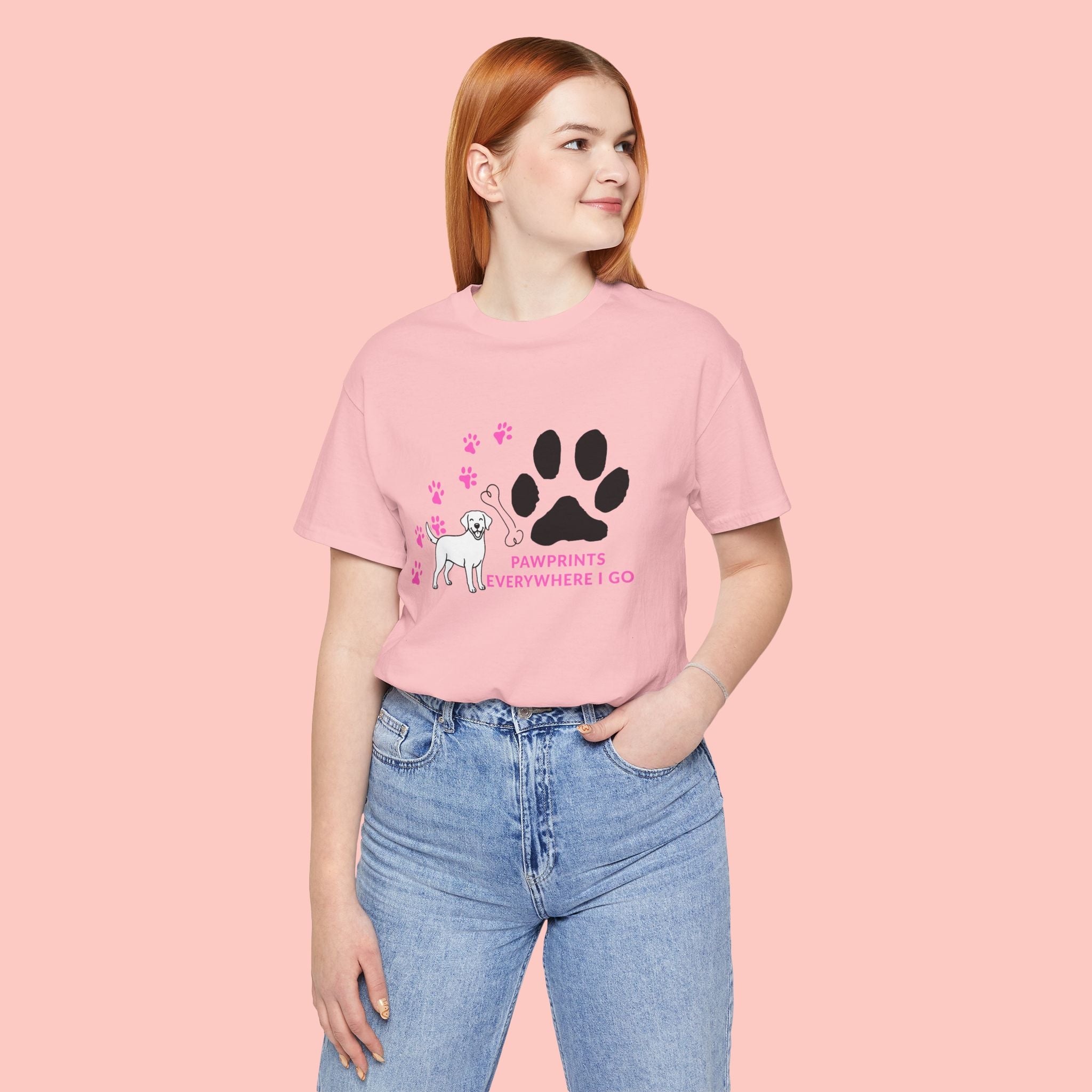 Dog Pawprint T-Shirt — "Pawprints Everywhere I Go" Cute Pet Lover Tee