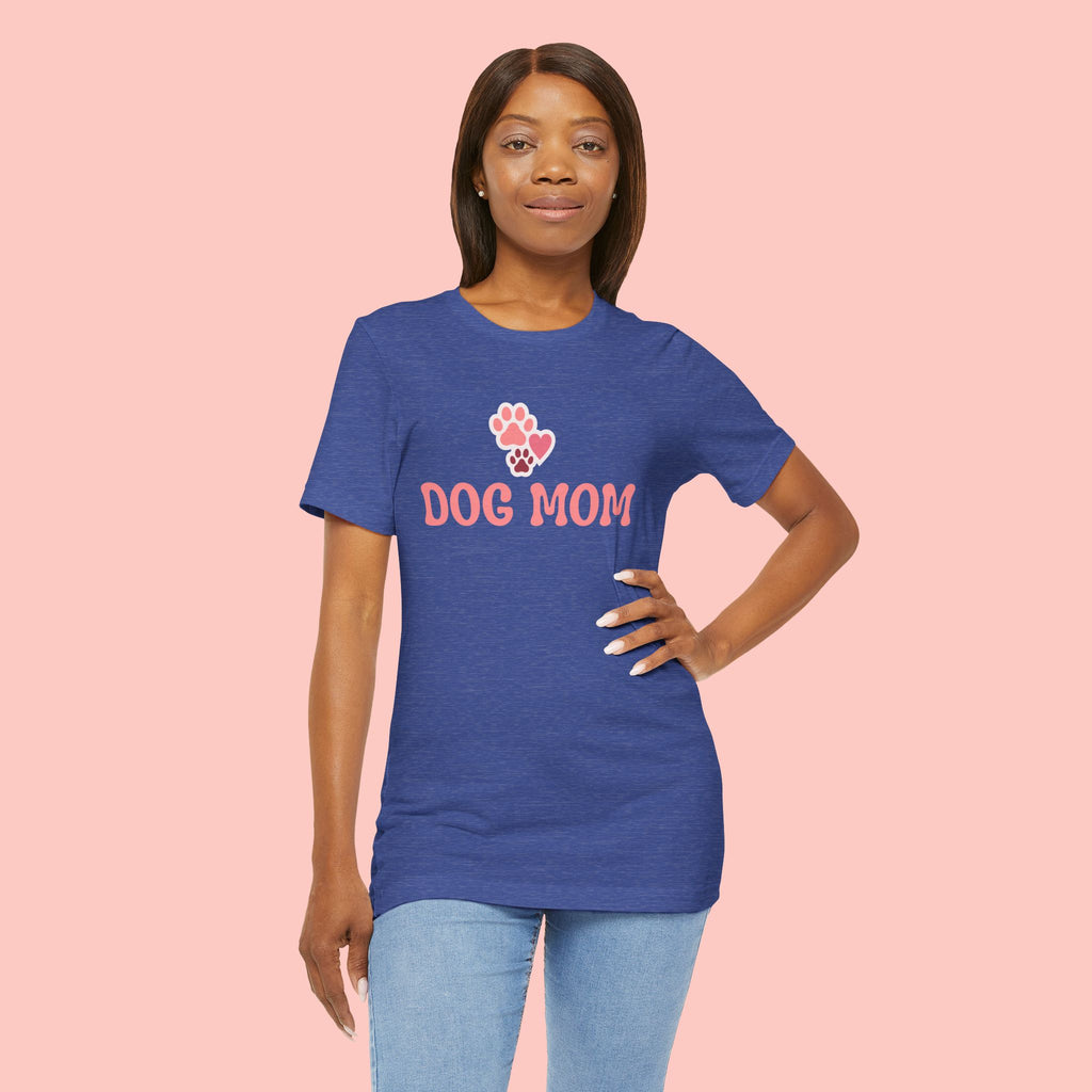 Dog Mom T-Shirt — Pink Paw Graphic Tee for Dog Lovers