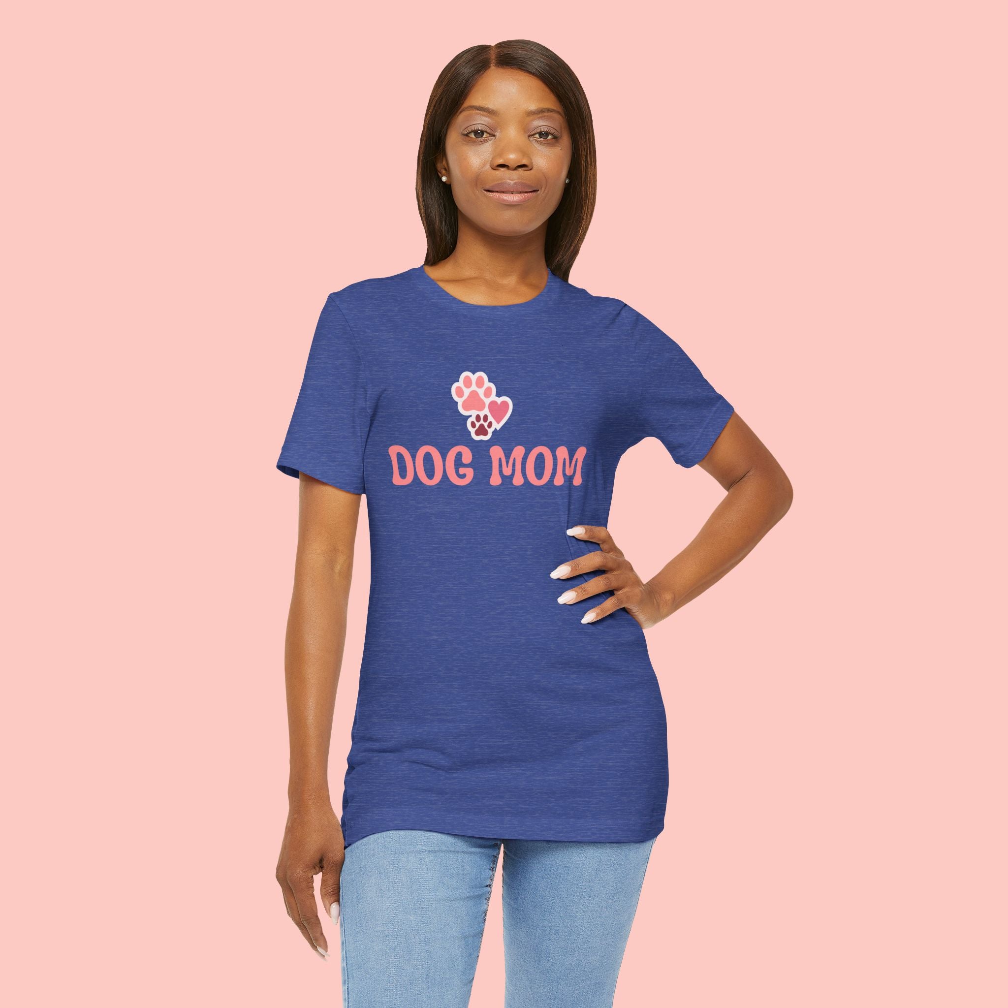 Dog Mom T-Shirt — Pink Paw Graphic Tee for Dog Lovers