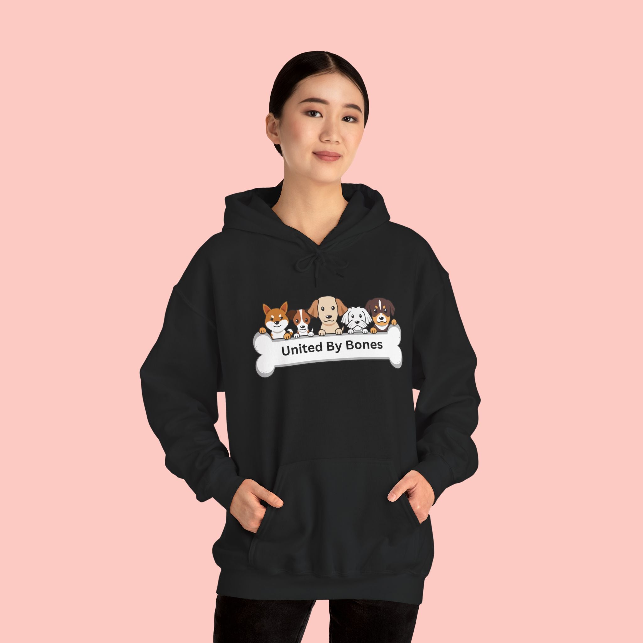United By Bones Hoodie — Cute Cartoon Dogs Paw Bone Graphic Sweatshirt