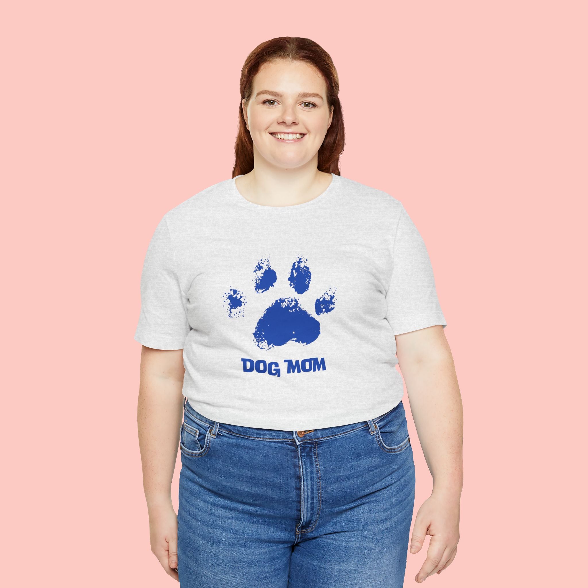 Dog Mom Paw Print T-Shirt — Distressed Blue Design