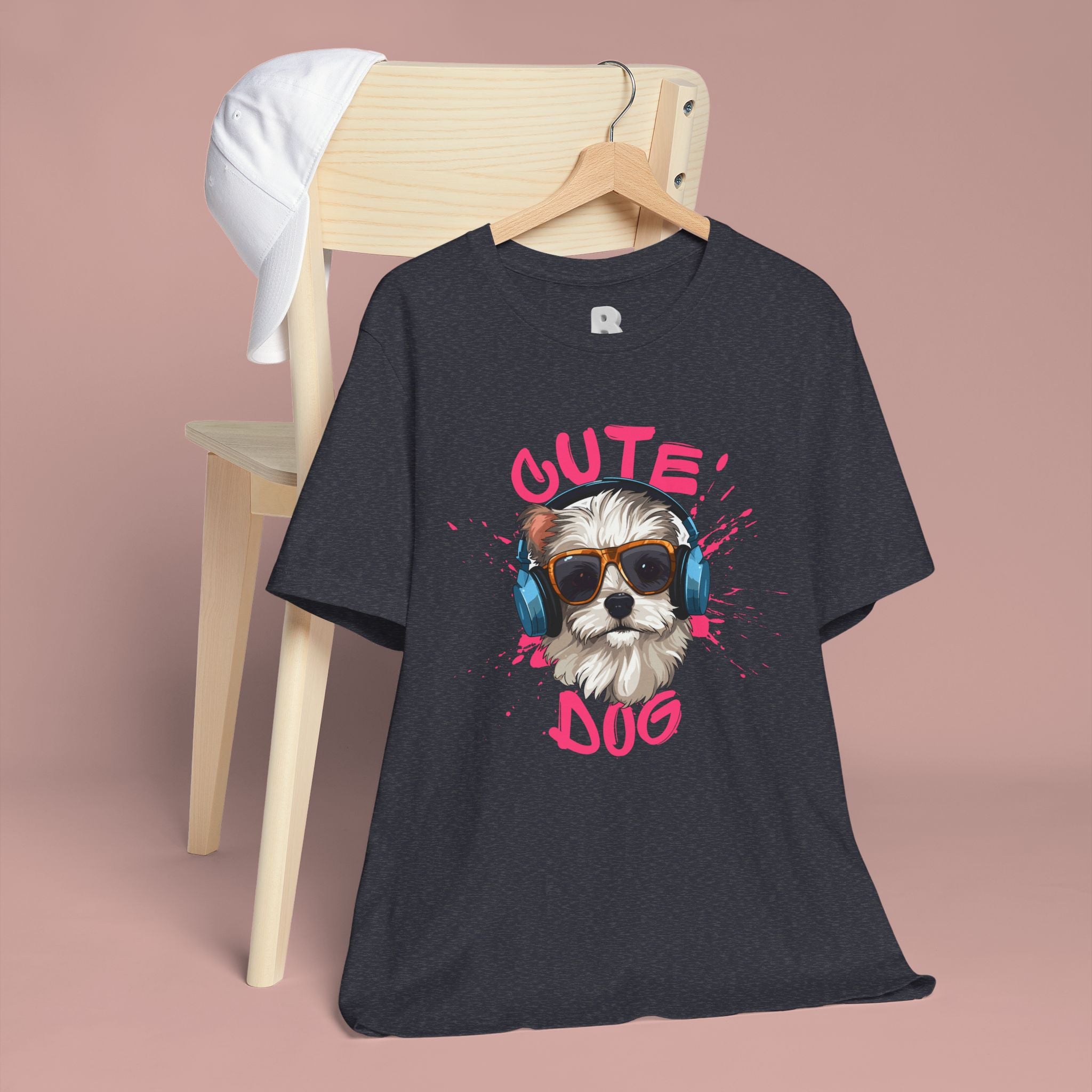 Cute Dog Tee — Headphones Puppy Graphic T-Shirt