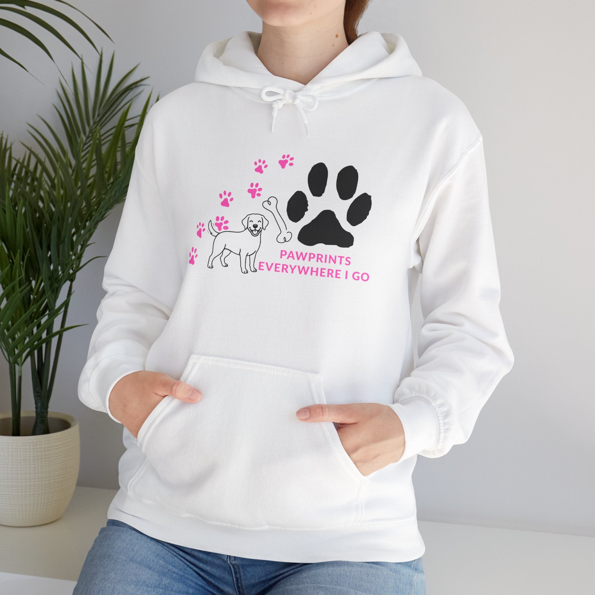Dog Lover Hoodie — "Pawprints Wherever I Go" Pullover