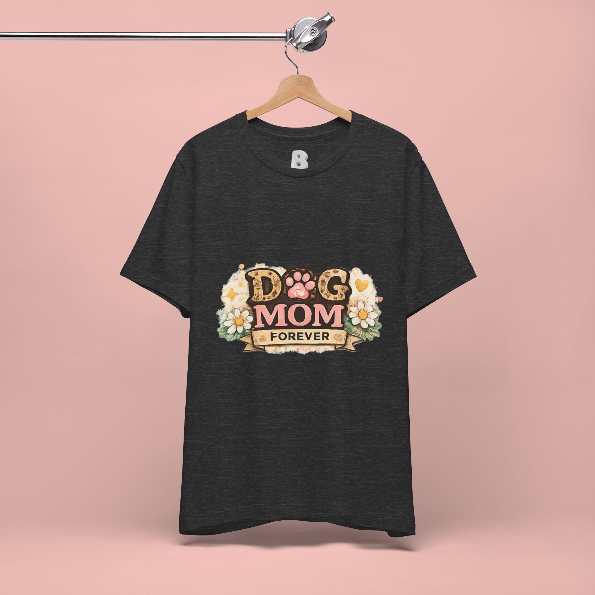 Dog Mom Forever T‑Shirt — Floral Paw Print Tee for Pet Lovers