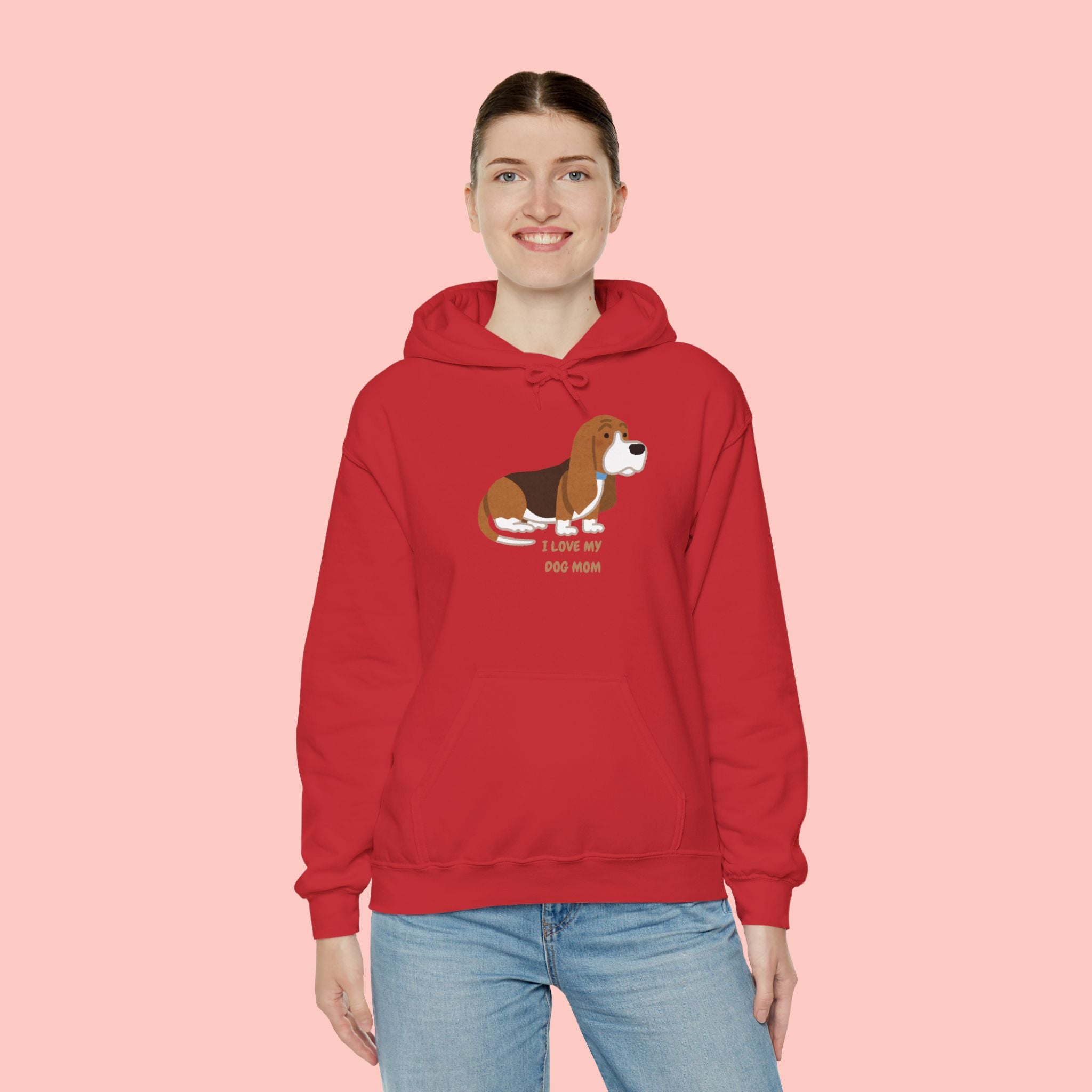 Dog Mom Hoodie — Cute Basset Hound I Love My Dog Mom Sweatshirt