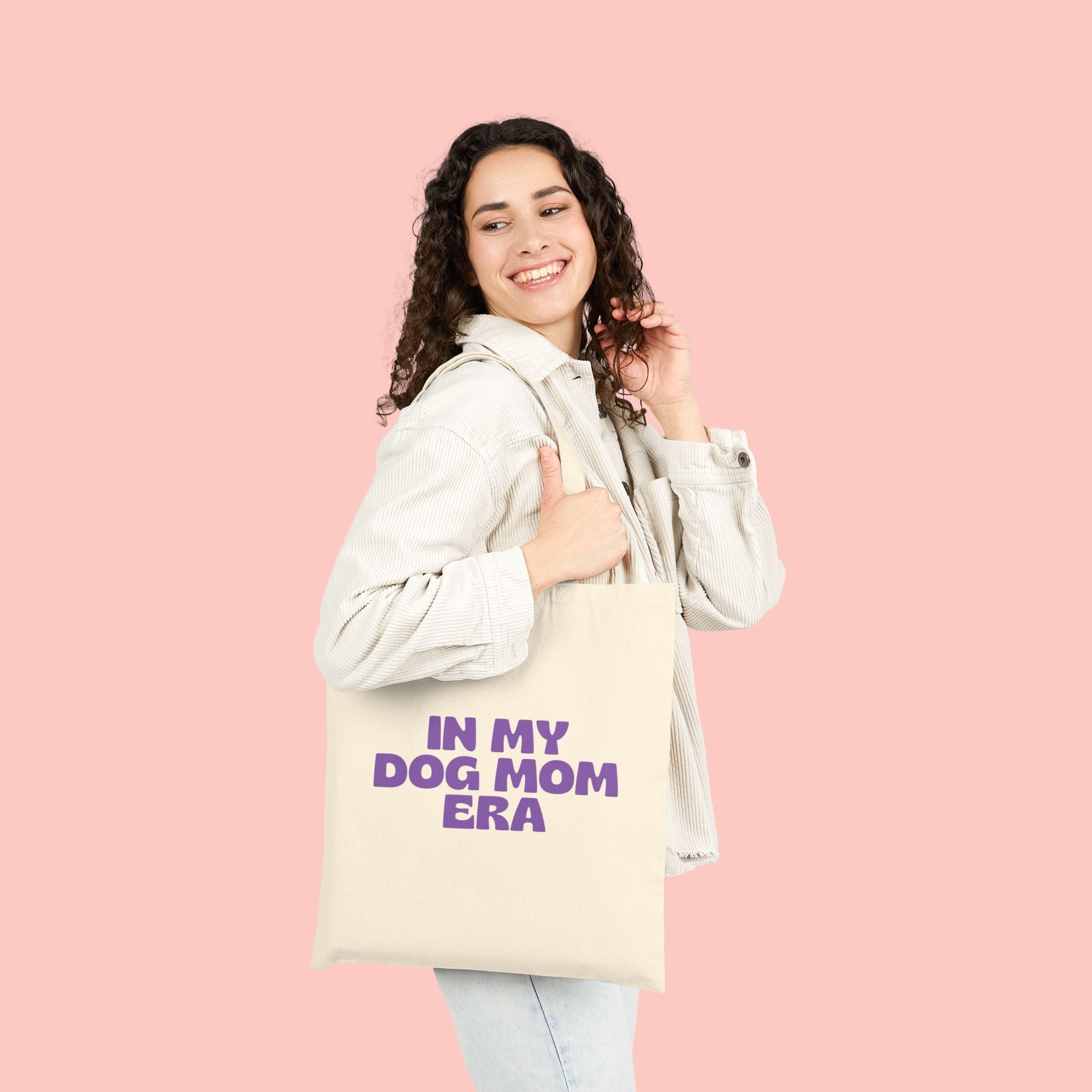 Dog Mom Tote Bag — "In My Dog Mom Era" Canvas Grocery & Everyday Tote