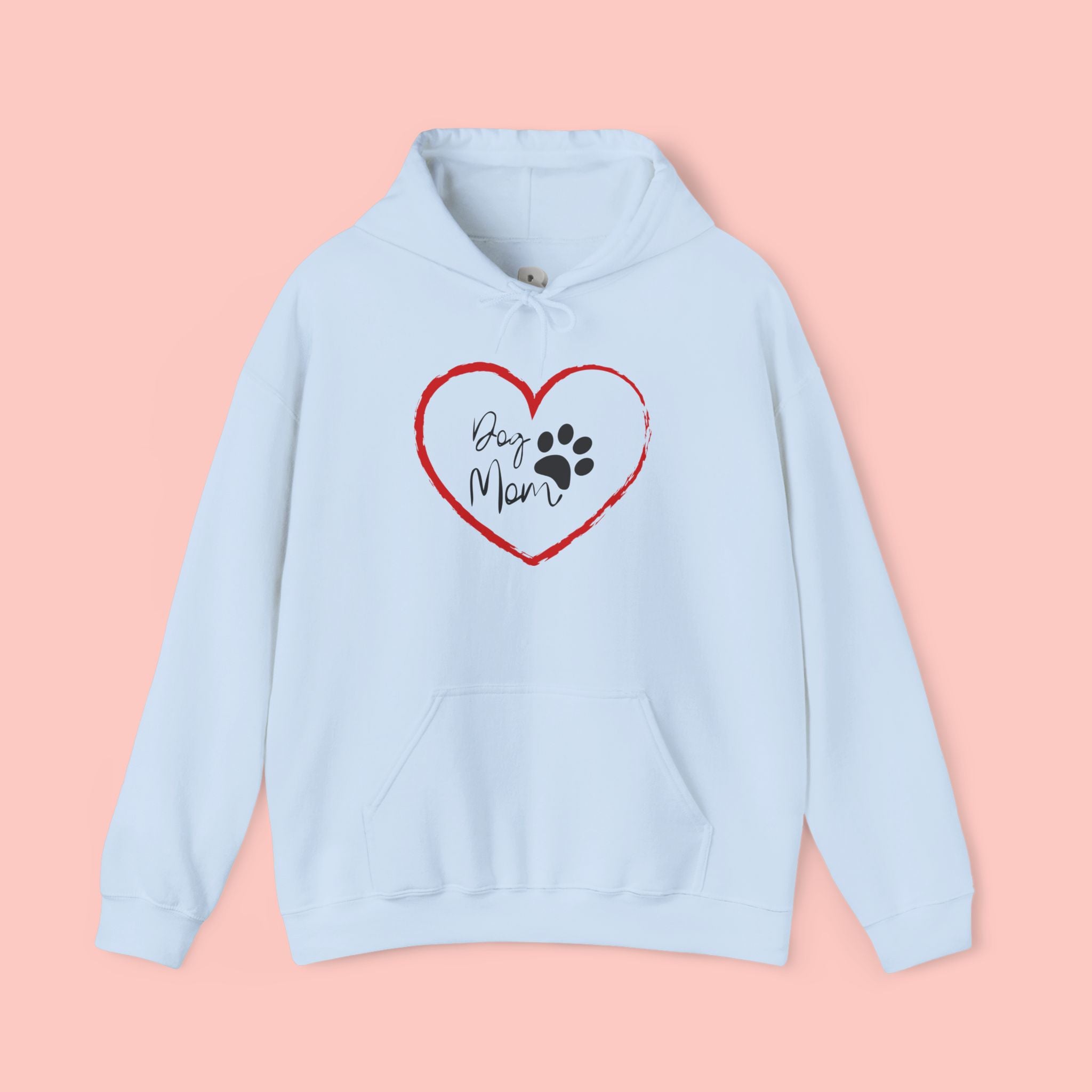 Dog Mom Hoodie — Heart Paw Print Pullover for Pet Lovers