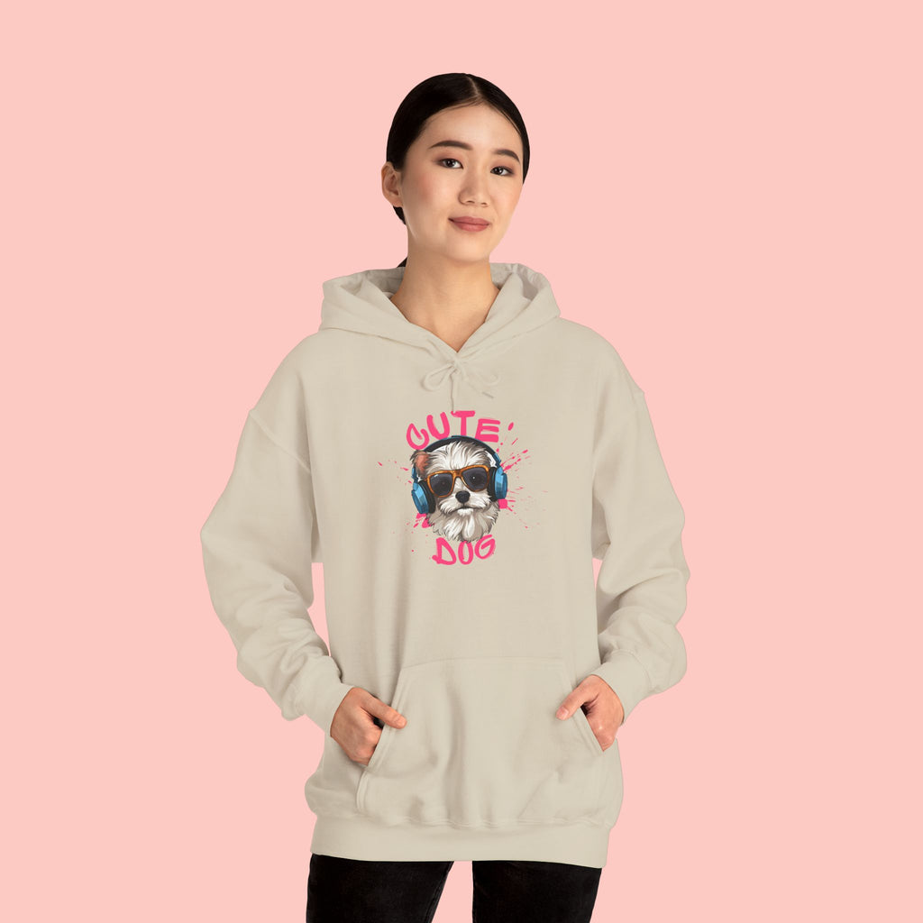 Cute Dog Hoodie with Headphones – 'Cute Dog' Graphic Pet Lover Sweatshirt