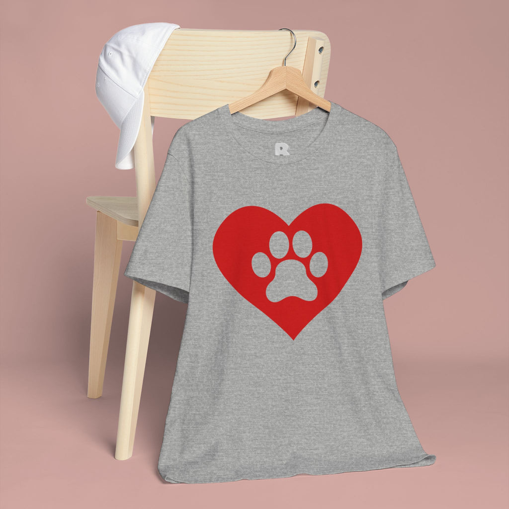 Pet Lover T-Shirt — Red Heart Paw Print Tee