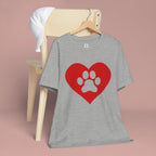 Pet Lover T-Shirt — Red Heart Paw Print Tee