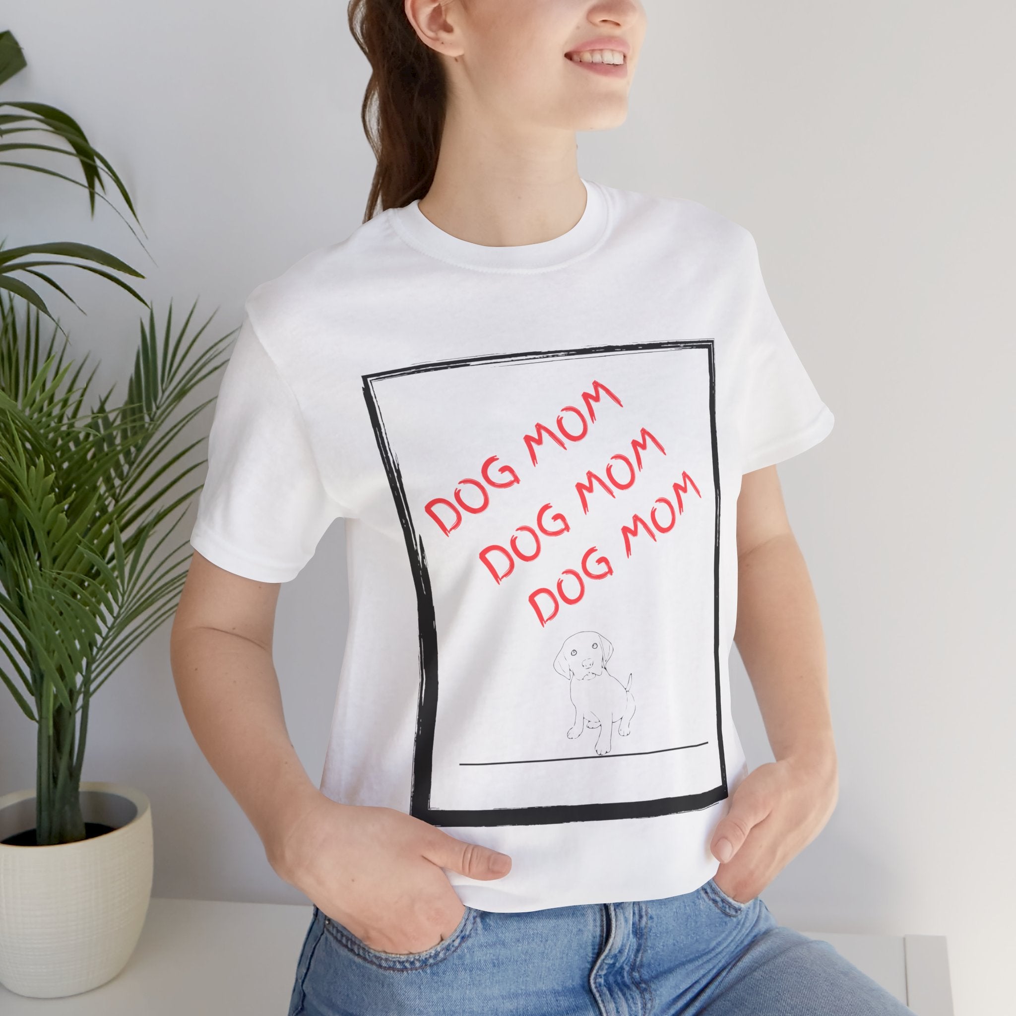 Dog Mom Graphic Tee — 'Dog Mom Dog Mom Dog Mom' Casual Pet Lover T-Shirt
