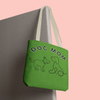 Dog Mom Tote Bag — Green All-Over-Print Cute Line-Drawing Dogs