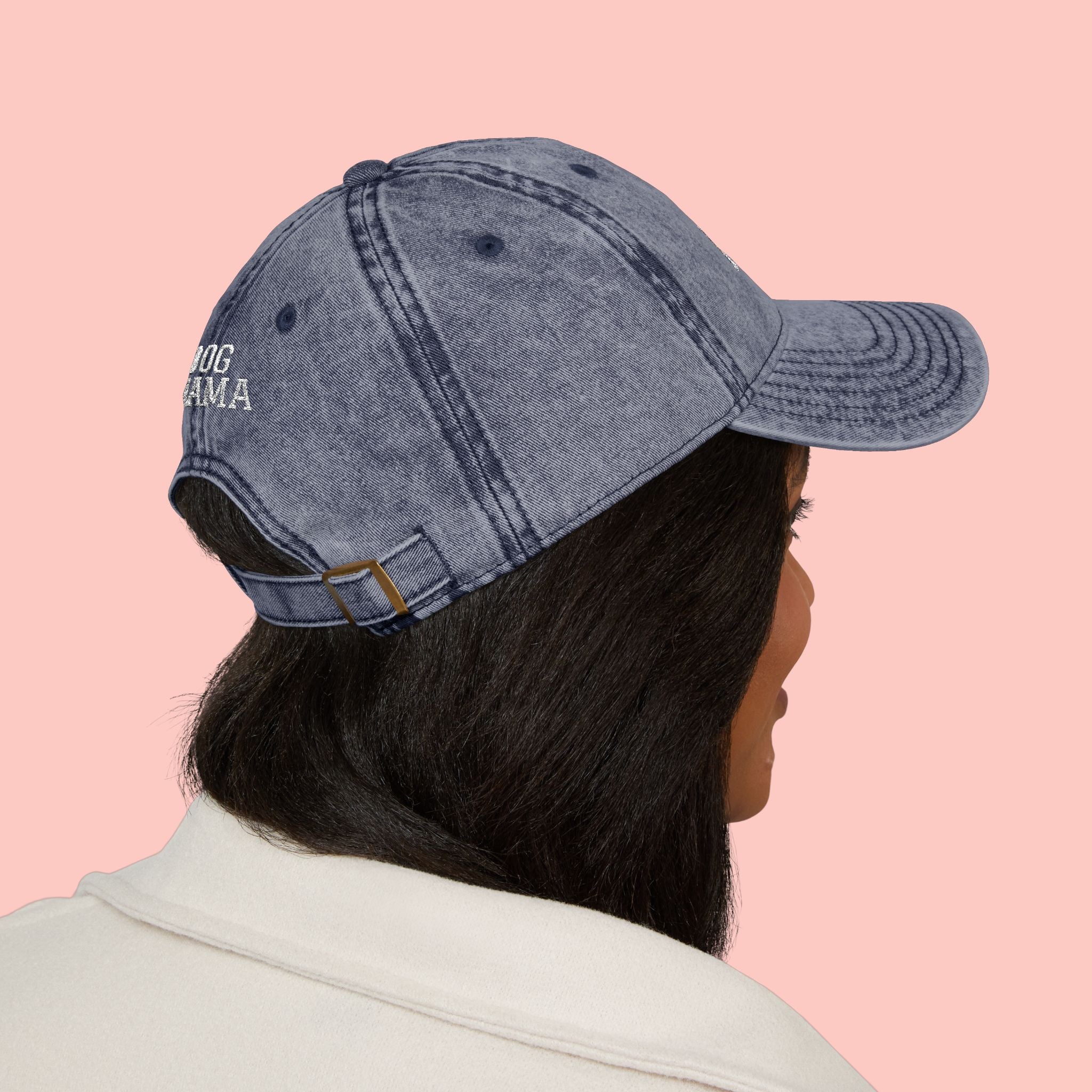 Dog Mama Vintage Embroidered Cap — Washed Baseball Hat for Dog Lovers