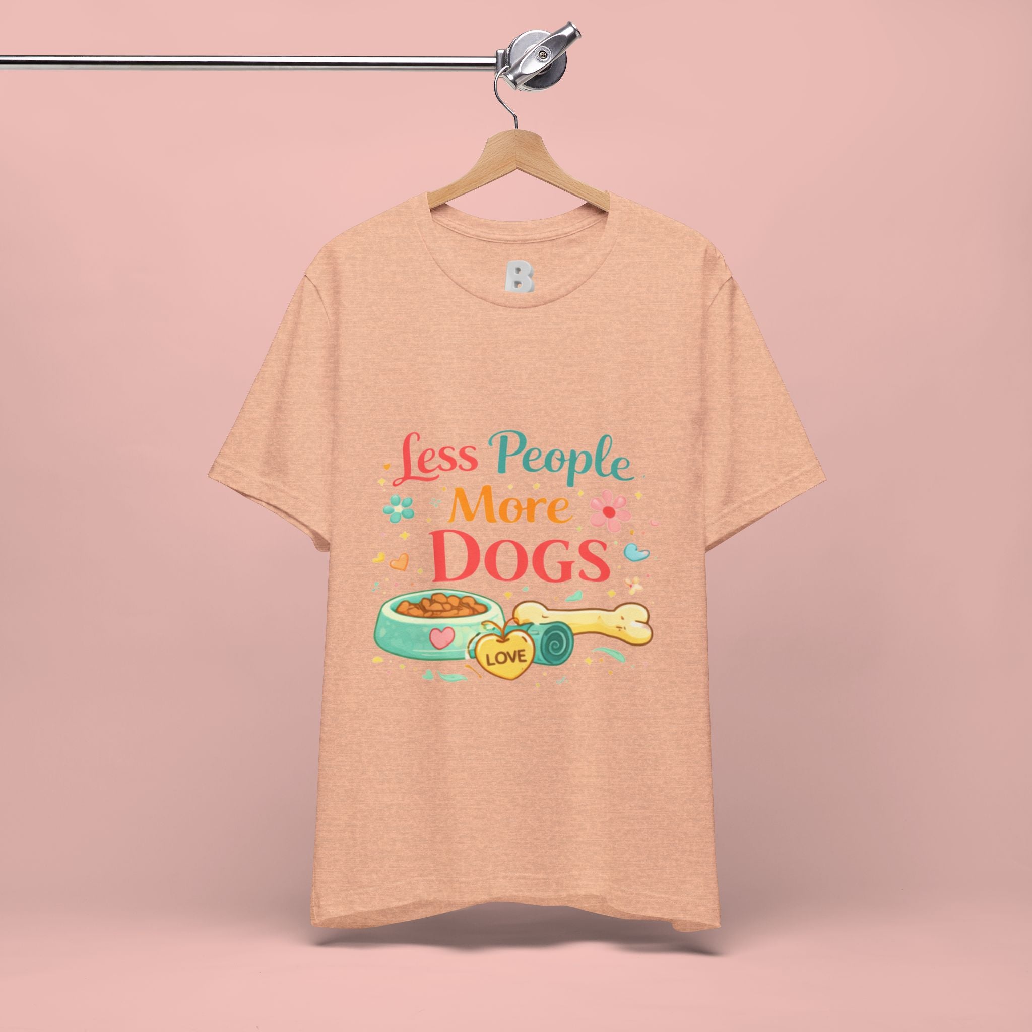 Less People More Dogs T-Shirt – Cute Dog Bowl & Bone Graphic Tee
