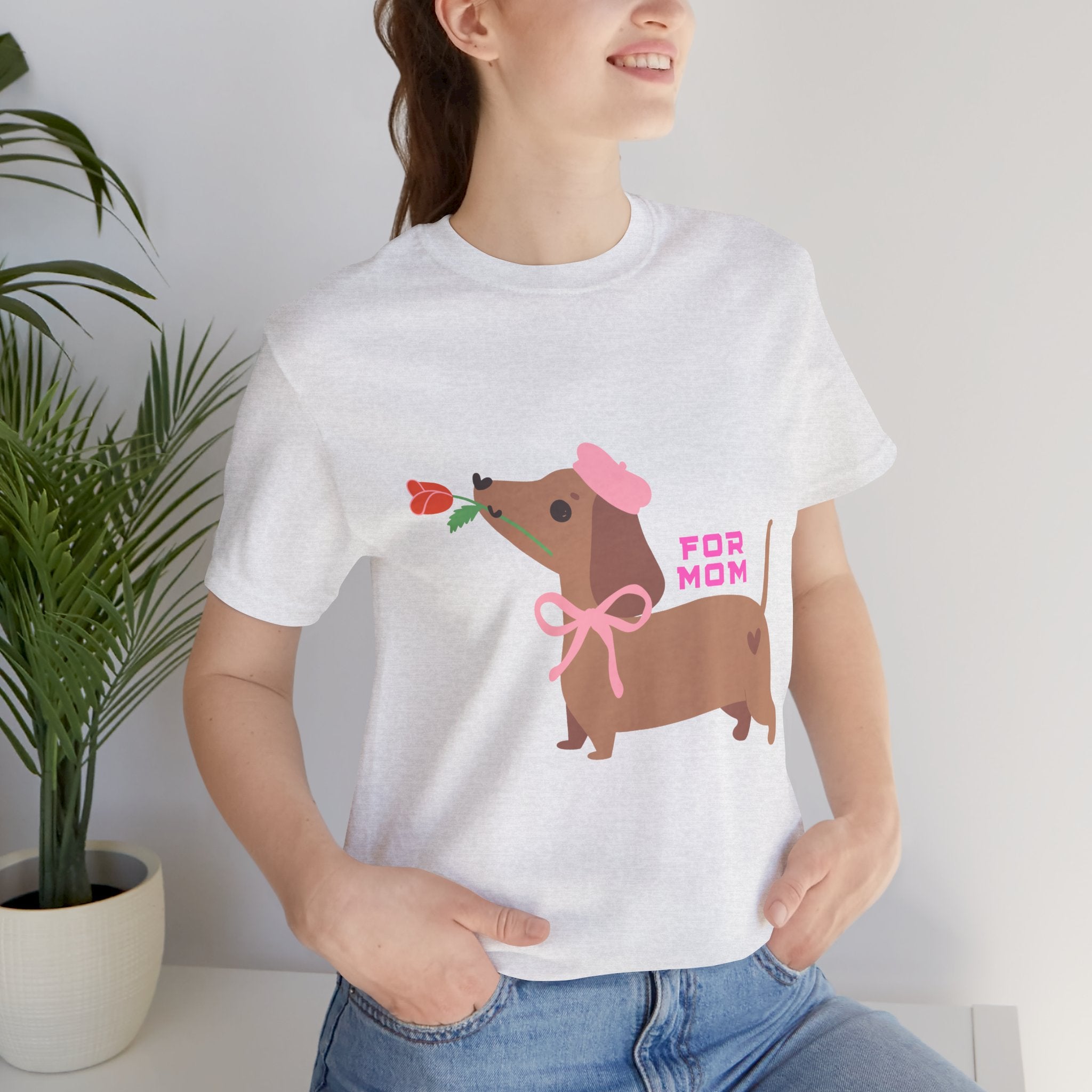 Mommy’s Dachshund Tee – Cute Dog with Rose “For Mom” Shirt