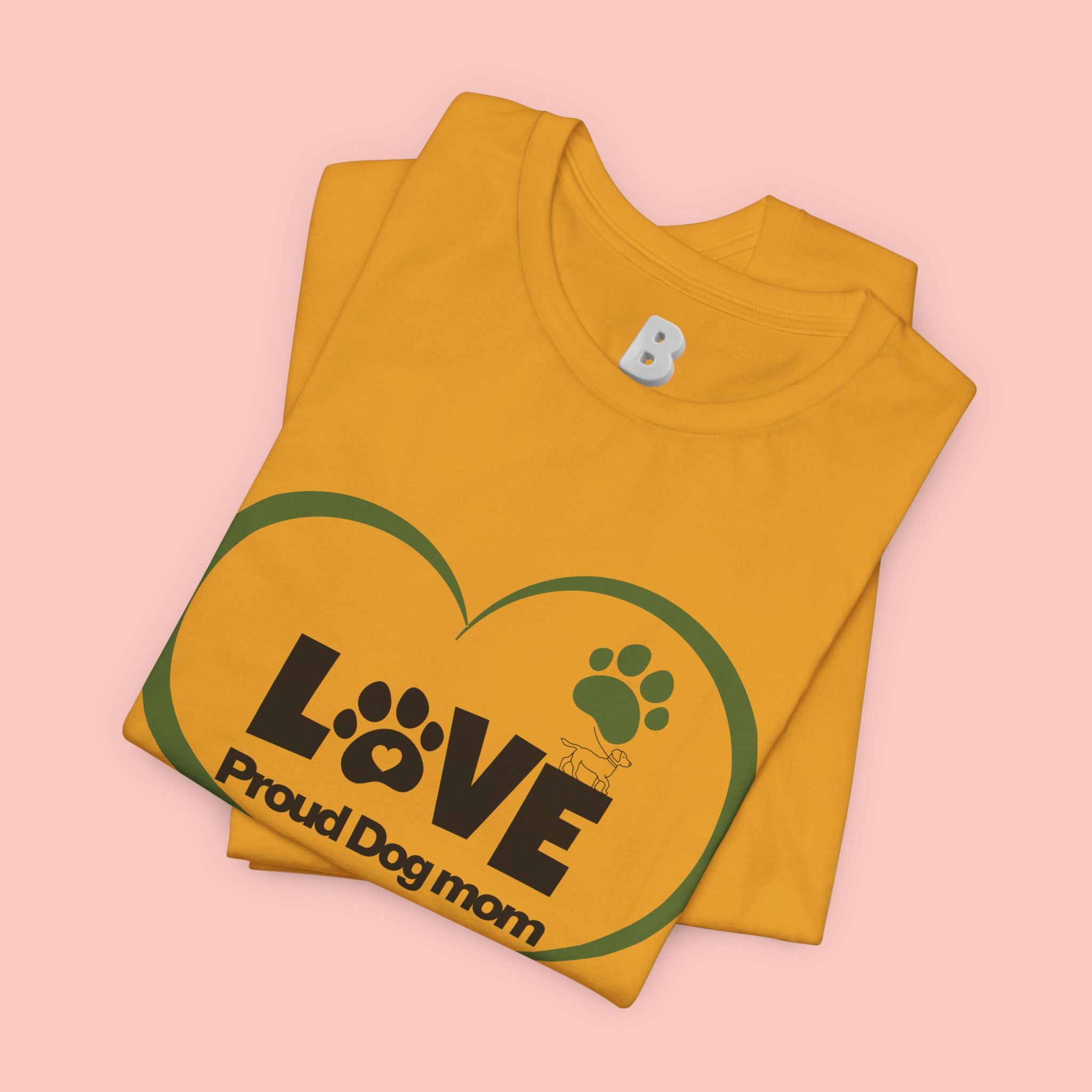 Dog Mom Love T-Shirt — "LOVE Proud Dog Mom" Heart Paw Tee