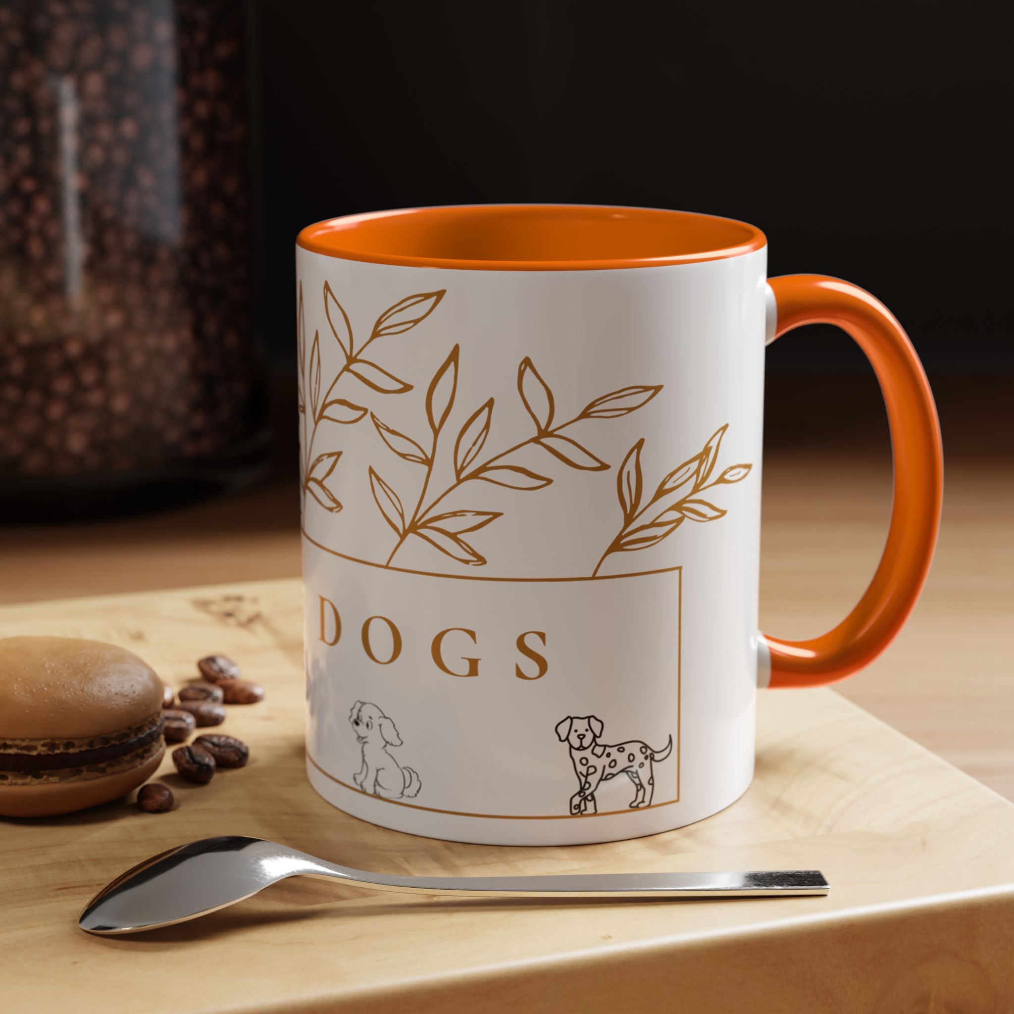 I Love Dogs Accent Coffee Mug — Gold Leaf Dog Lover Ceramic Mug (11oz & 15oz)