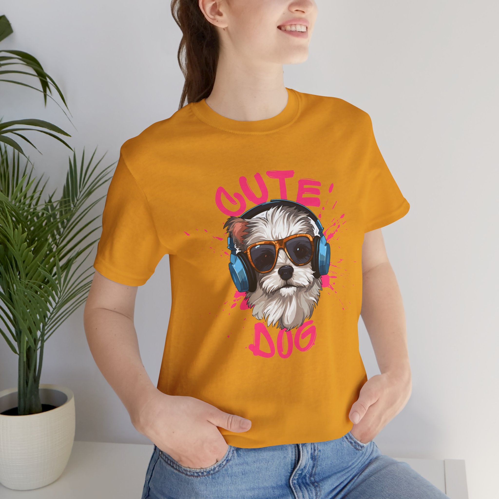 Cute Dog Tee — Headphones Puppy Graphic T-Shirt