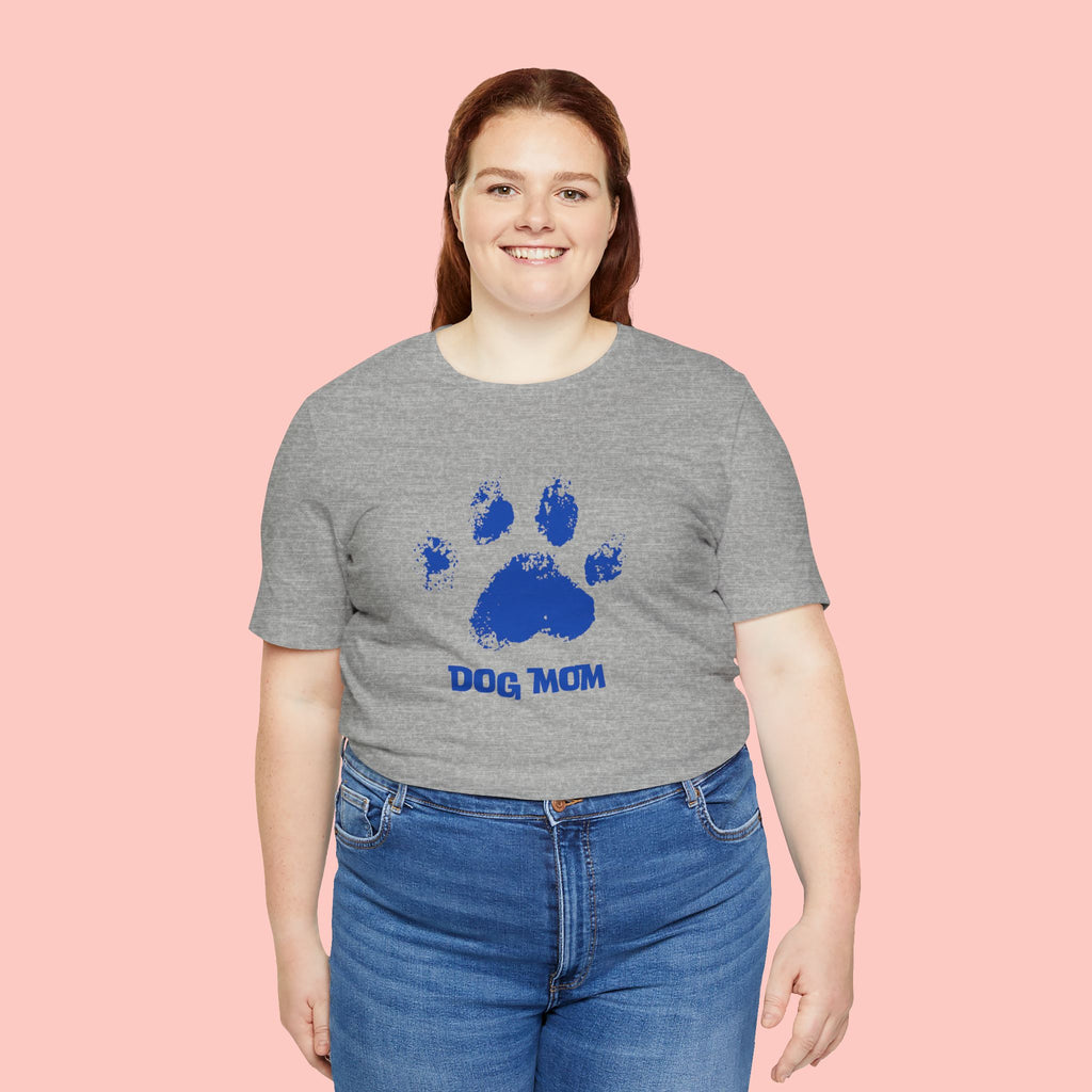 Dog Mom Paw Print T-Shirt — Distressed Blue Design