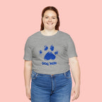 Dog Mom Paw Print T-Shirt — Distressed Blue Design