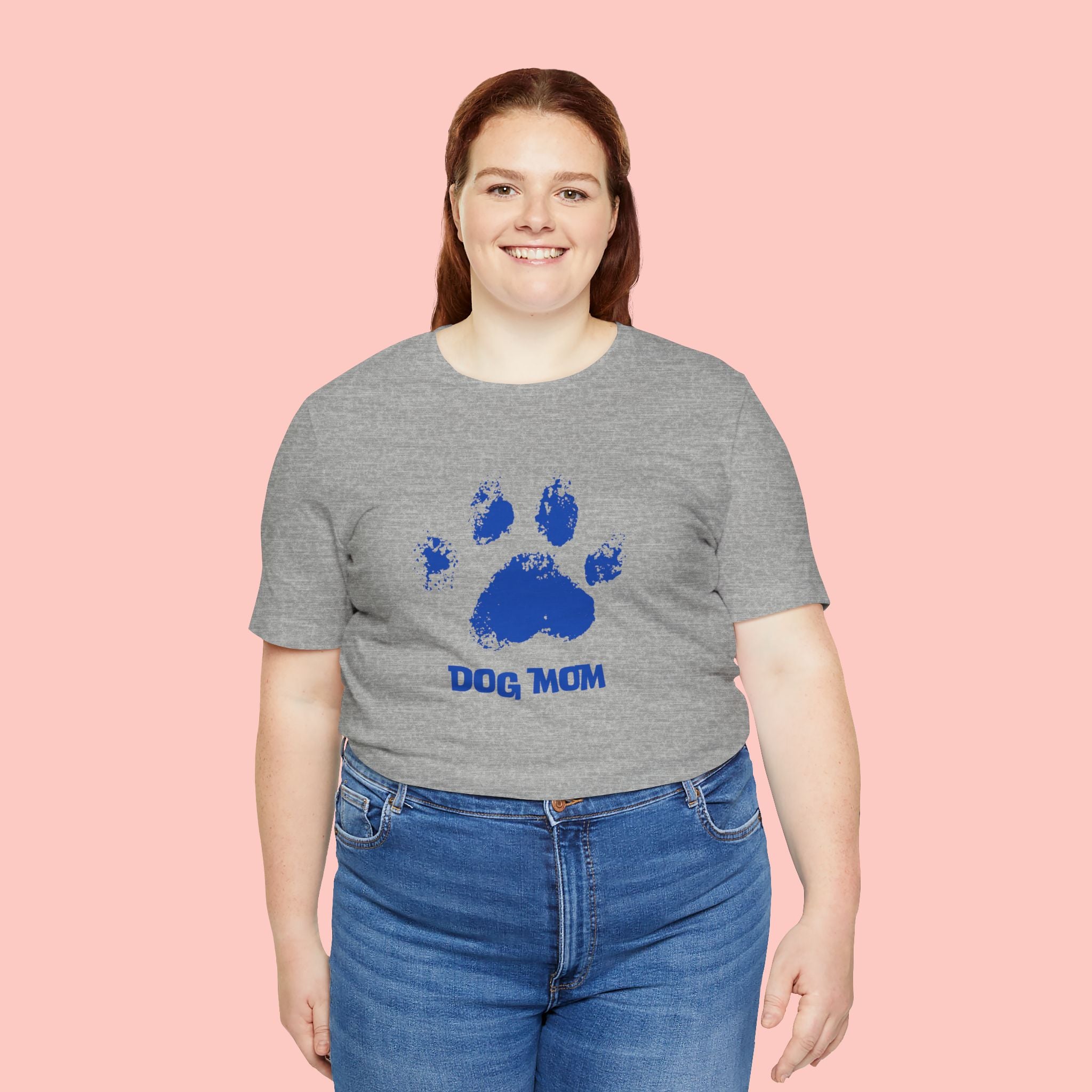 Dog Mom Paw Print T-Shirt — Distressed Blue Design