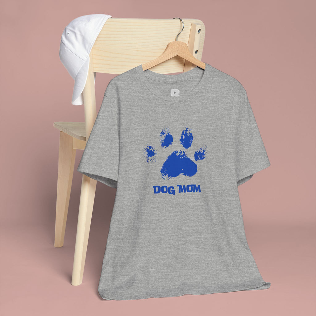 Dog Mom Paw Print T-Shirt — Distressed Blue Design