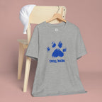 Dog Mom Paw Print T-Shirt — Distressed Blue Design
