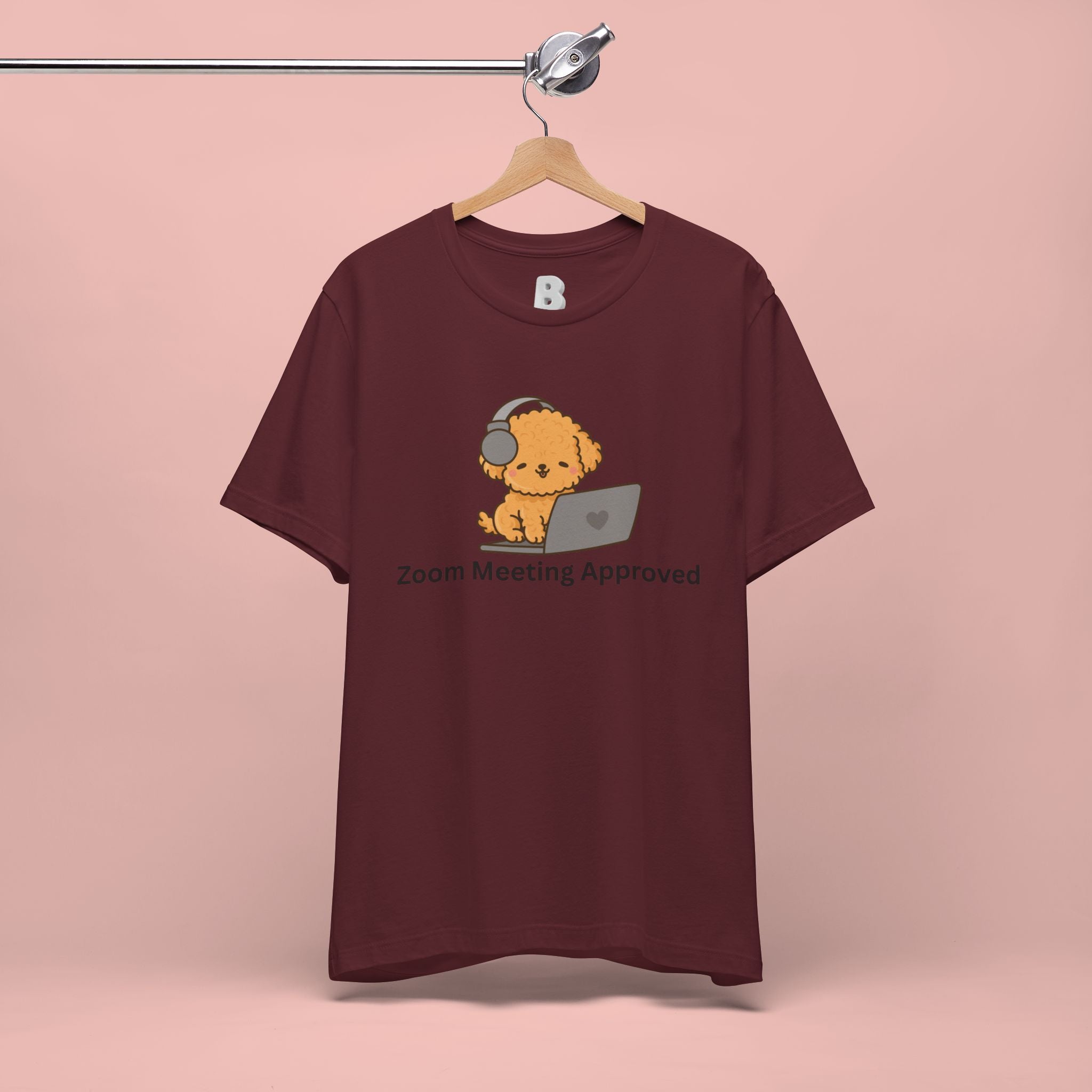 Zoom Meeting Approved Tee — Cute Puppy with Headset Laptop Graphic