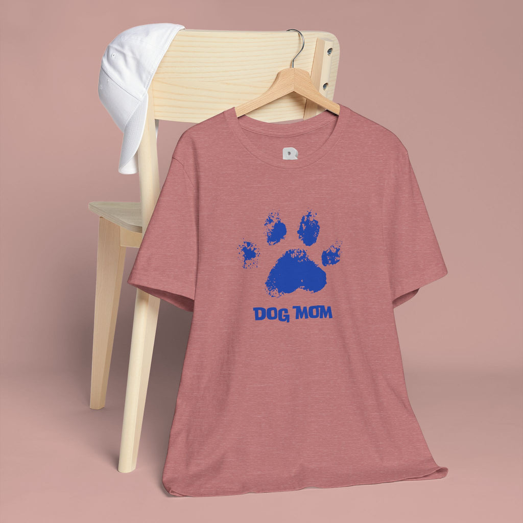 Dog Mom Paw Print T-Shirt — Distressed Blue Design