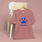 Dog Mom Paw Print T-Shirt — Distressed Blue Design