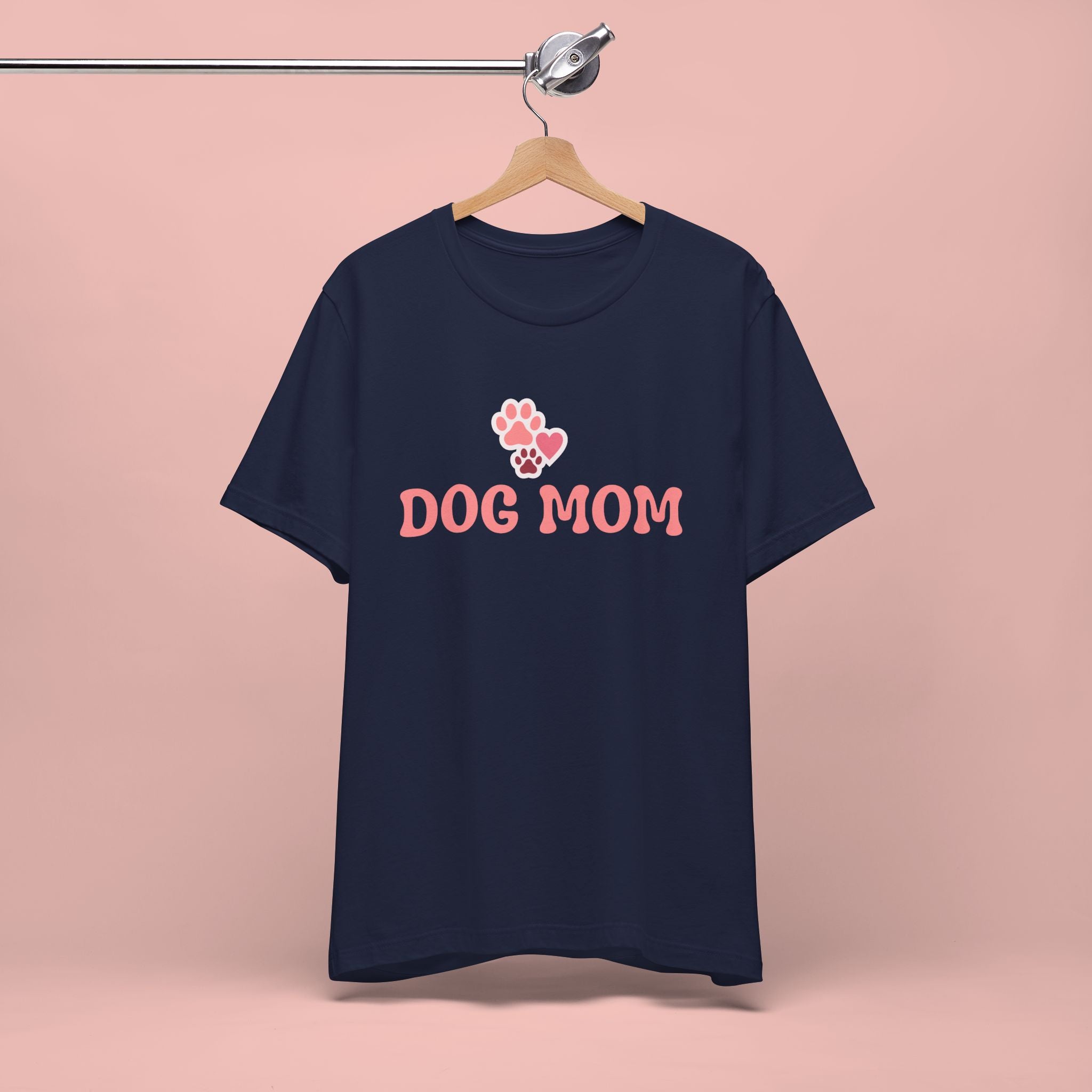Dog Mom T-Shirt — Pink Paw Graphic Tee for Dog Lovers