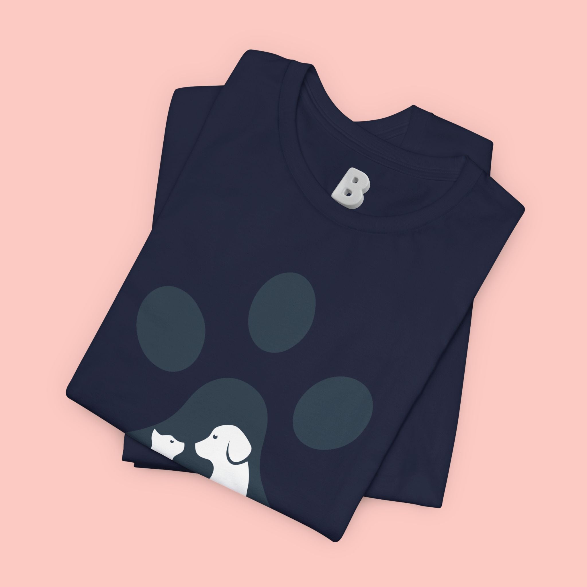 Dog Mom T‑Shirt — Paw Print with Dog & Puppy Graphic