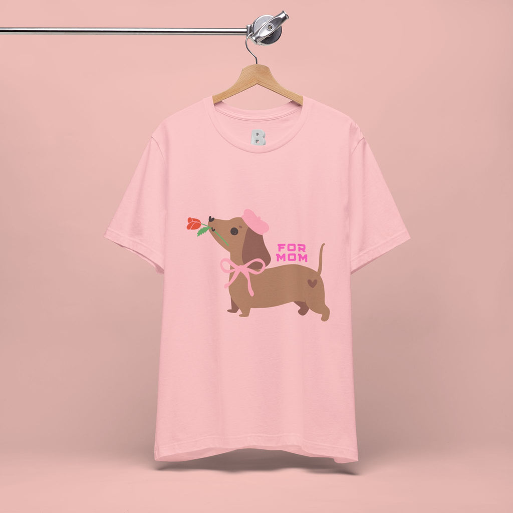 Mommy’s Dachshund Tee – Cute Dog with Rose “For Mom” Shirt