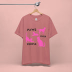 Paws Over People Tee — Pink Cats & Dogs Graphic T-Shirt