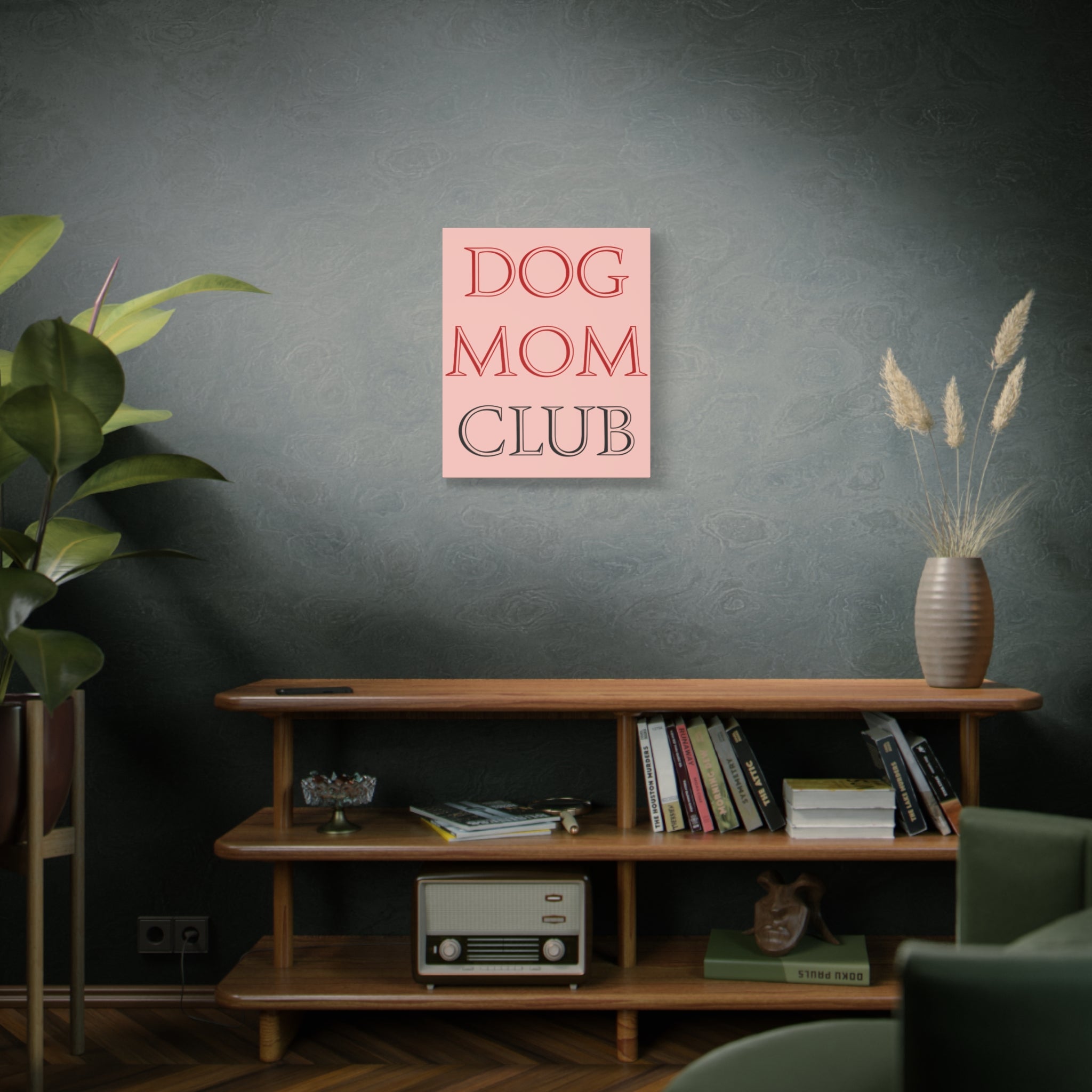 Dog Mom Club Canvas Wall Art — Pink Matte Stretched Canvas