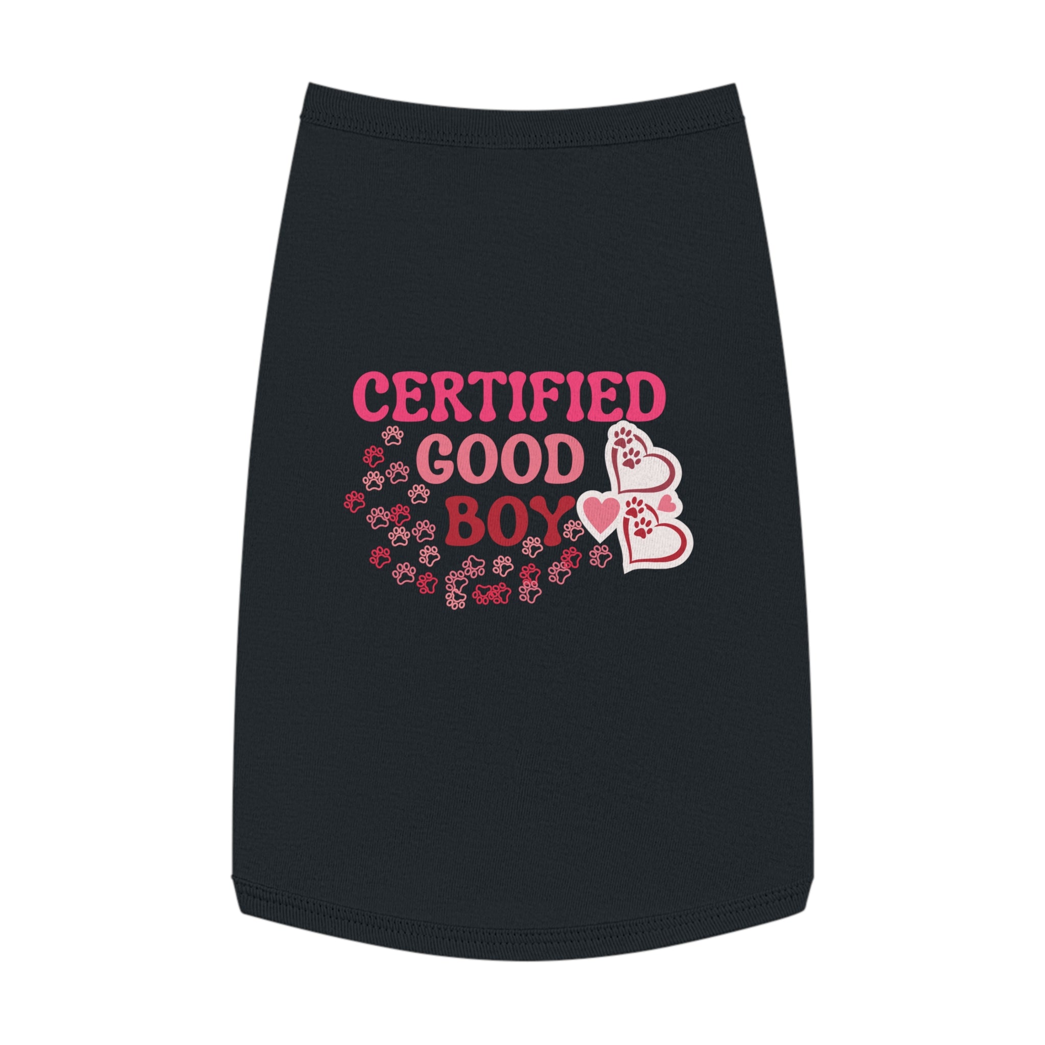 Certified Good Boy Pet Tank Top - Cute Paw & Heart Dog Tee