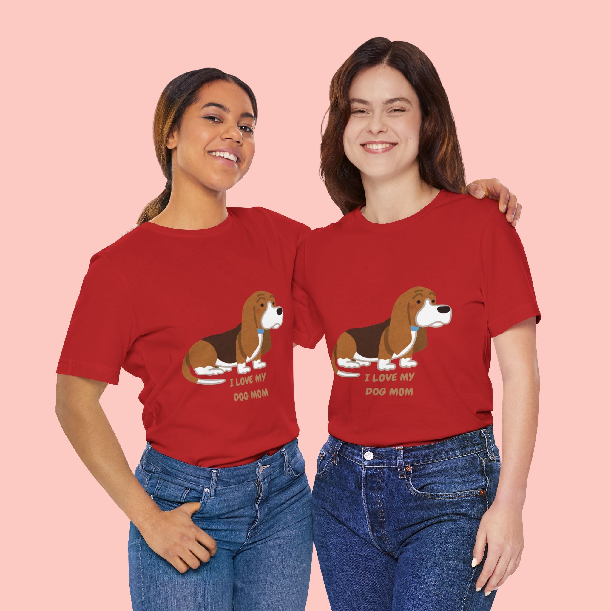 Dog Mom T‑Shirt — Cute Basset Hound I Love My Dog Mom Tee