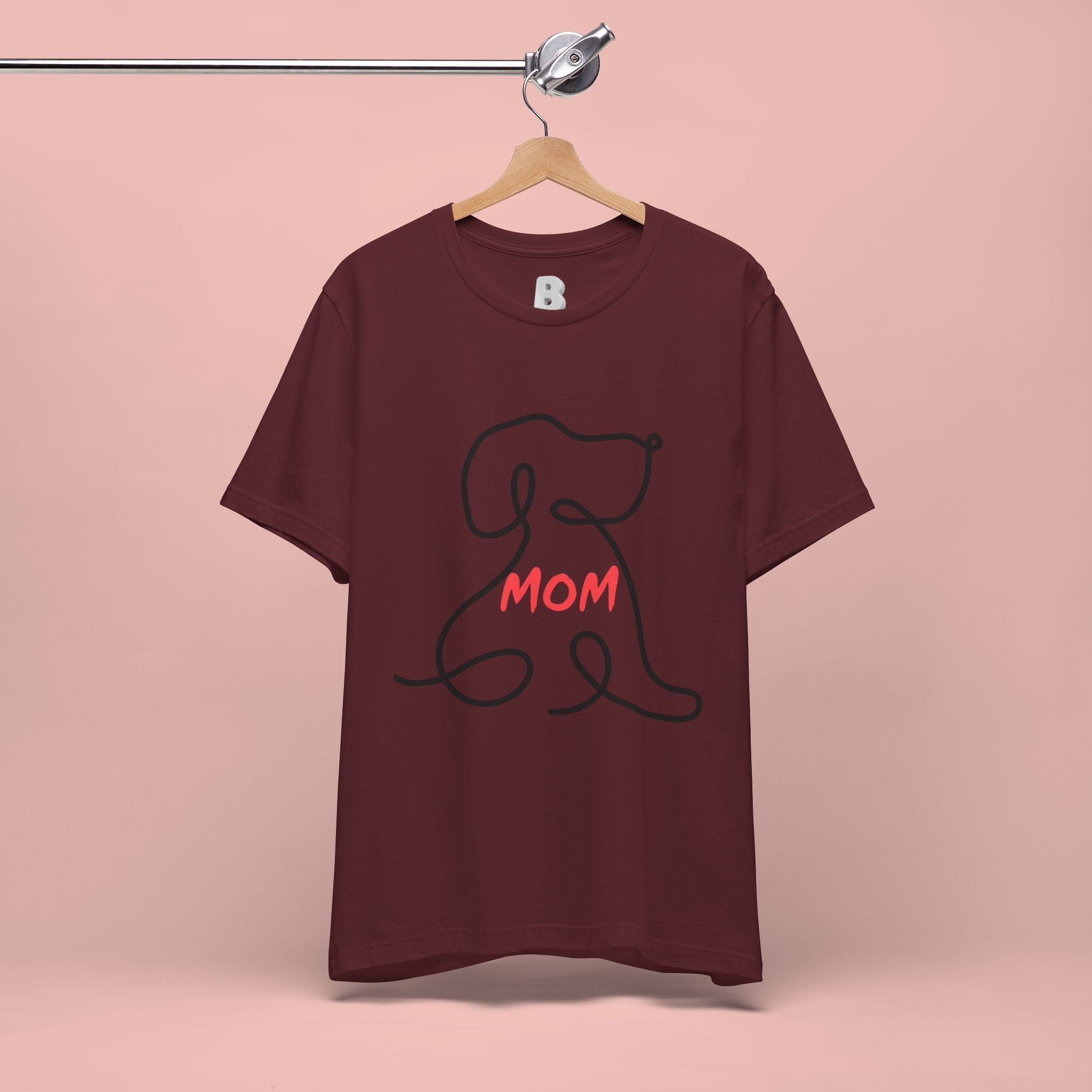 Mom Dog T-Shirt — Minimal Line Art Puppy Tee for Dog Moms, Mother's Day Gift