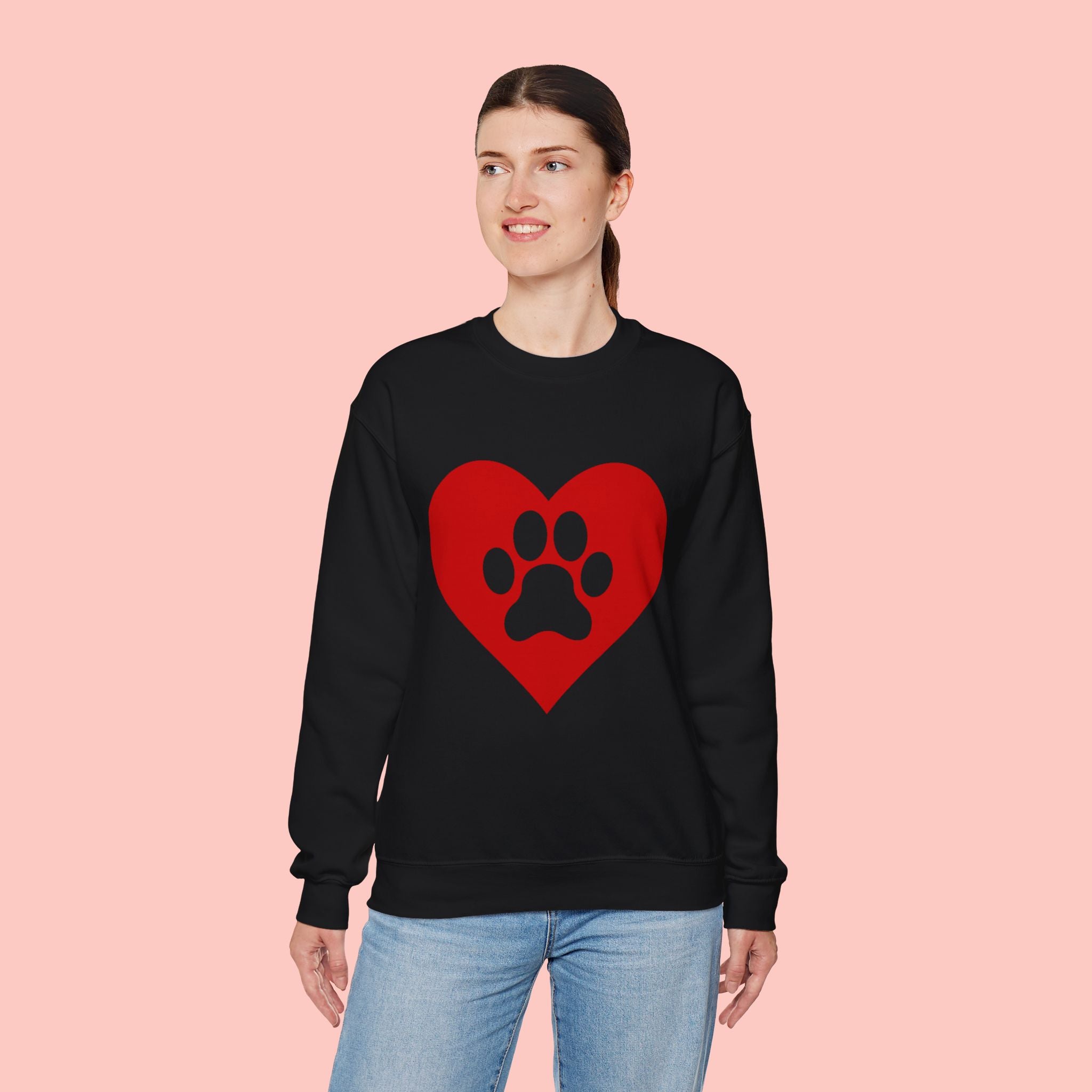 Heart Paw Crewneck Sweatshirt — Cute Pet Lover Pullover