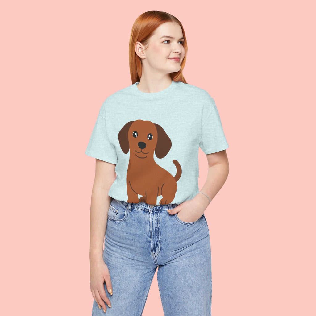 Dachshund Puppy Graphic T-Shirt — Cute Brown Dog Tee