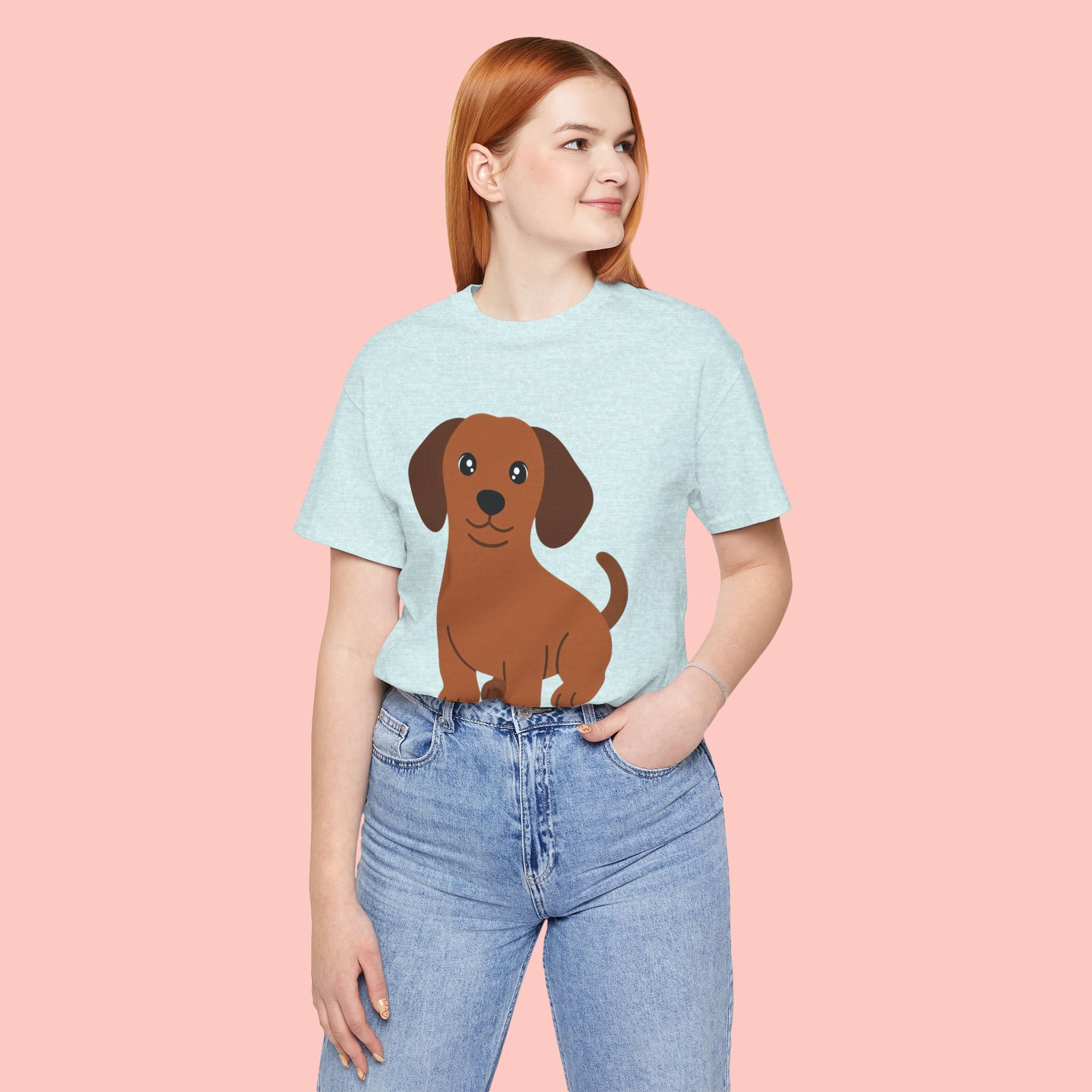 Dachshund Puppy Graphic T-Shirt — Cute Brown Dog Tee