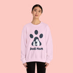 Dog Mom Crewneck Sweatshirt - Paw Print & Silhouette Graphic