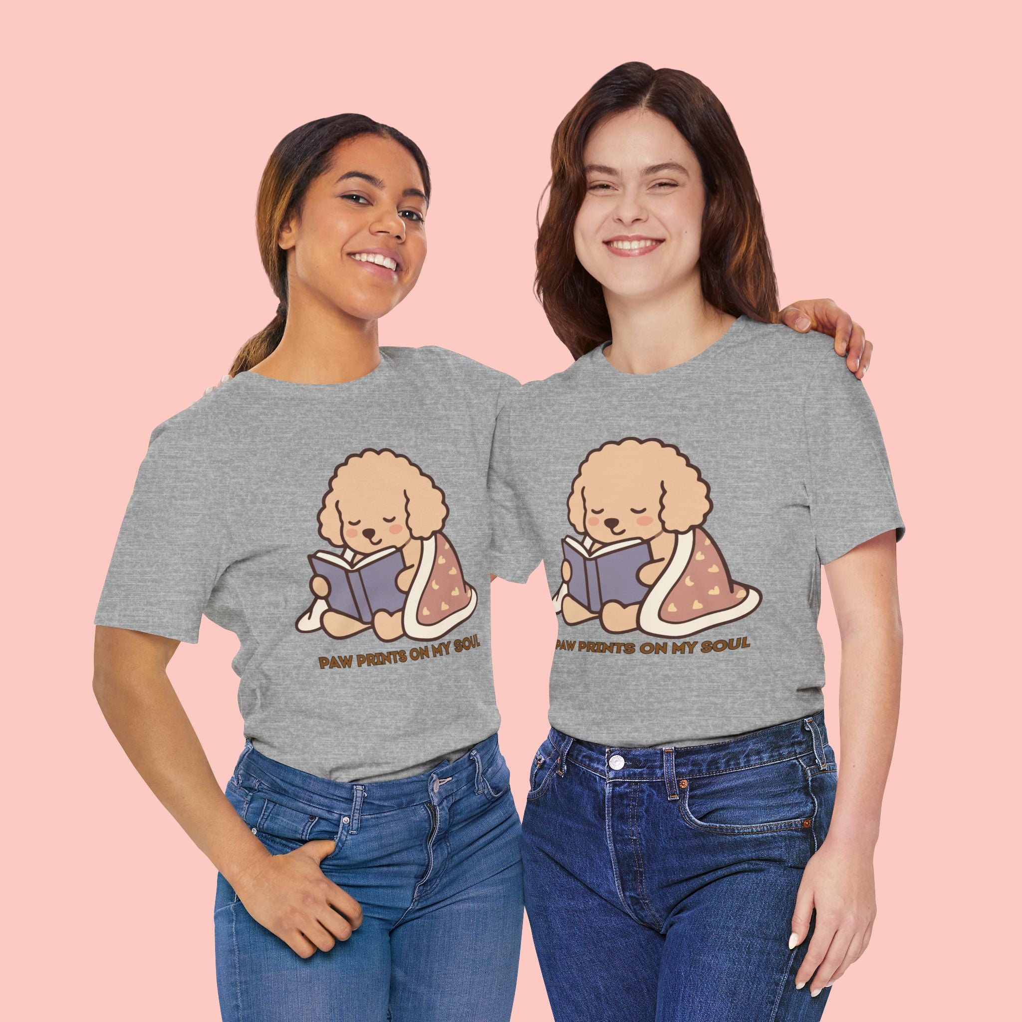 Paw Prints On My Soul T‑Shirt — Cute Reading Puppy Graphic Tee