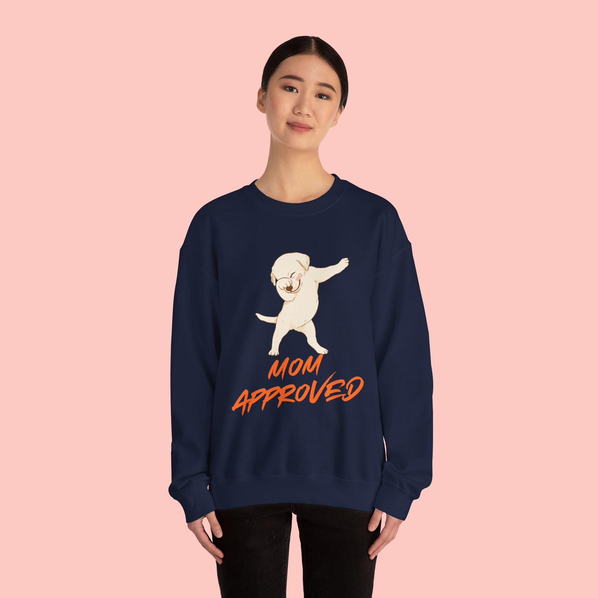 Crewneck Sweatshirt - 'Mom Approved' Dabbing Dog Cute Graphic