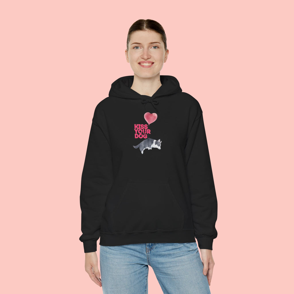 Kiss Your Dog Hoodie — Cute Heart & Dog Graphic Pullover