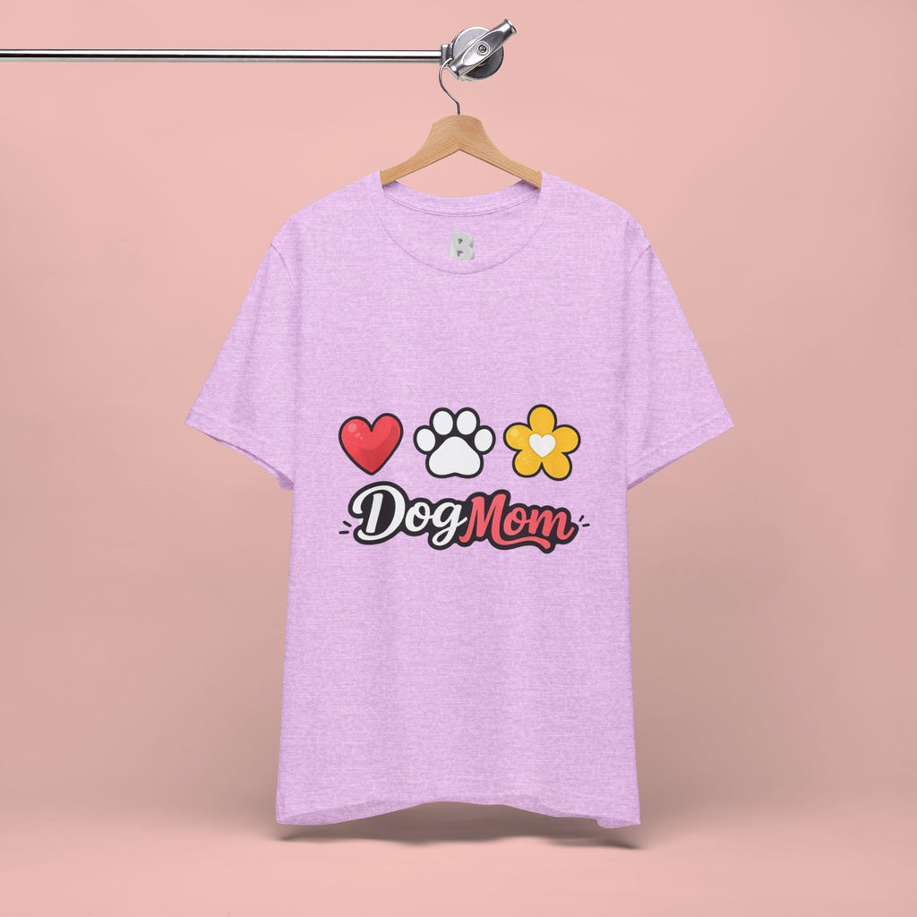 Dog Mom T-Shirt – Heart, Paw & Flower Graphic Tee